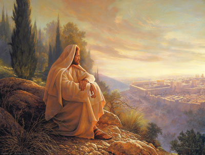 Jesus Christ lamented over the city of Jerusalem. Painting by Greg Olsen.
