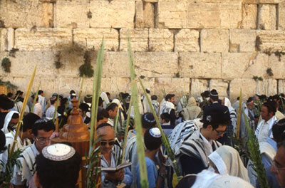 The festival of Sukkot at the Western Wall in Jerusalem