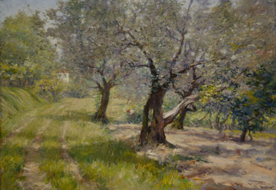 The Olive Grove by William Merrit Chase, 1910. Image via Wikimedia Commons.