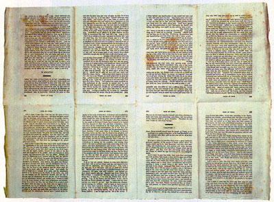 Uncut sheet from the Book of Mormon. Image via lds.org.
