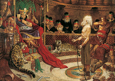 Abinadi Appearing Before King Noah and his priests by Arnold Friberg.