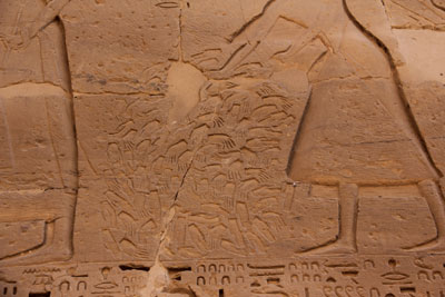 Medinet Habu Temple, Piles of Hands, photo by Steven C. Price, Image via Wikimedia Commons.