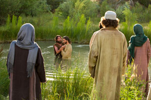 John the Baptist baptizing Jesus Christ. Image via lds.org.
