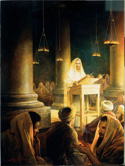 Jesus teaching in the synagogue by Greg Olsen