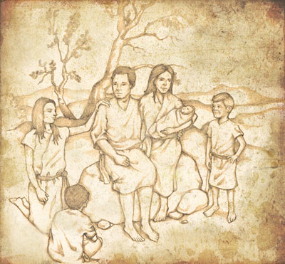 The family of Adam and Eve. Illustration by Jody Livingston.
