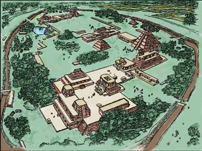 Illustration of a fortified Nephite city adapted from Glenn A. Scott's Voices from the Dust.