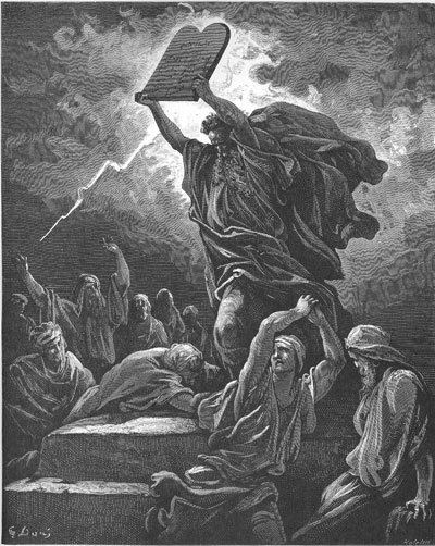 Moses Breaks the Tables of the Law by Gustave Dore. Image via Wikimedia Commons.