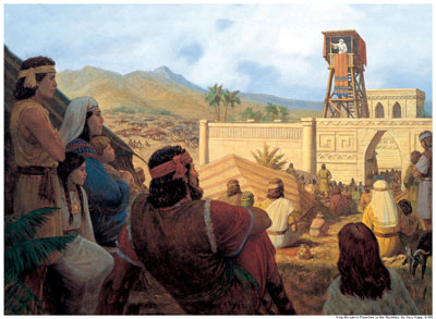 King Benjamin Preaches to the Nephites by Gary Kapp. Image via lds.org