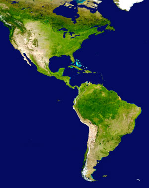 Satellite image of the Americas. Image via Wikimedia Commons