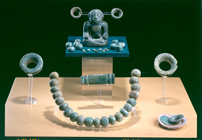 Jadeite jewelry from the Pyramid of the Moon, Teotihuacan, ca. 400-500. Image via mesoweb.com
