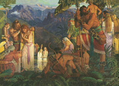 Alma Baptizes in the Waters of Mormon by Arnold Friberg