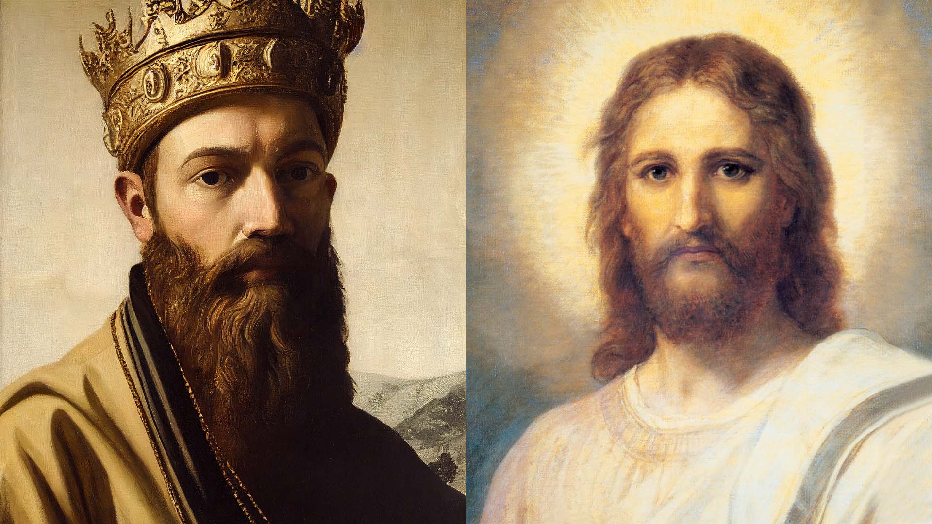 Left: Portrait of King Hezekiah generated by Midjourney. Right. Portrait of Jesus Christ by Heinrich Hofmann.