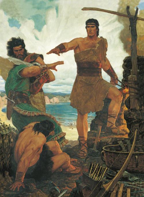 Nephi Rebuking his Rebellious Brothers by Arnold Friberg. Image via lds.org