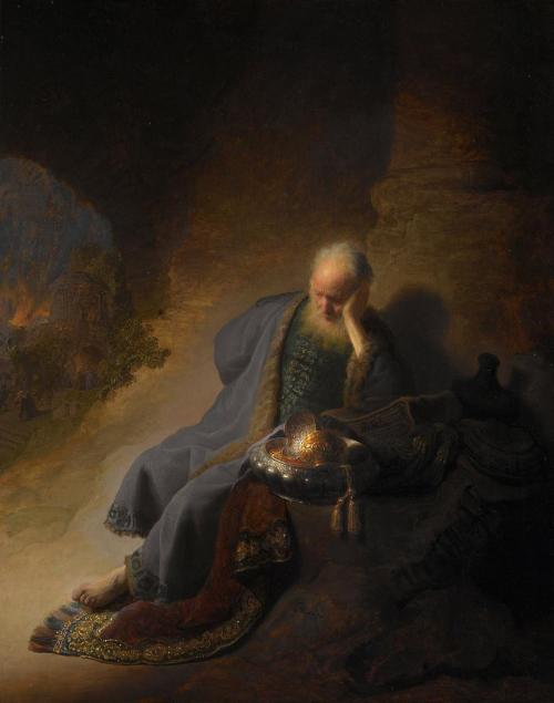 Jeremiah Lamenting the Destruction of Jerusalem by Rembrandt van Rijn. Image via Wikipedia