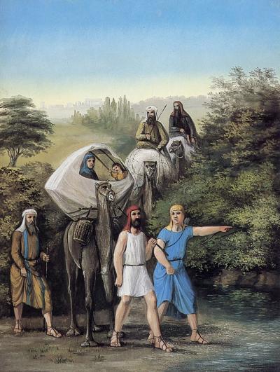"Departure of Lehi and His Family from Jerusalem" by C.C.A. Christensen