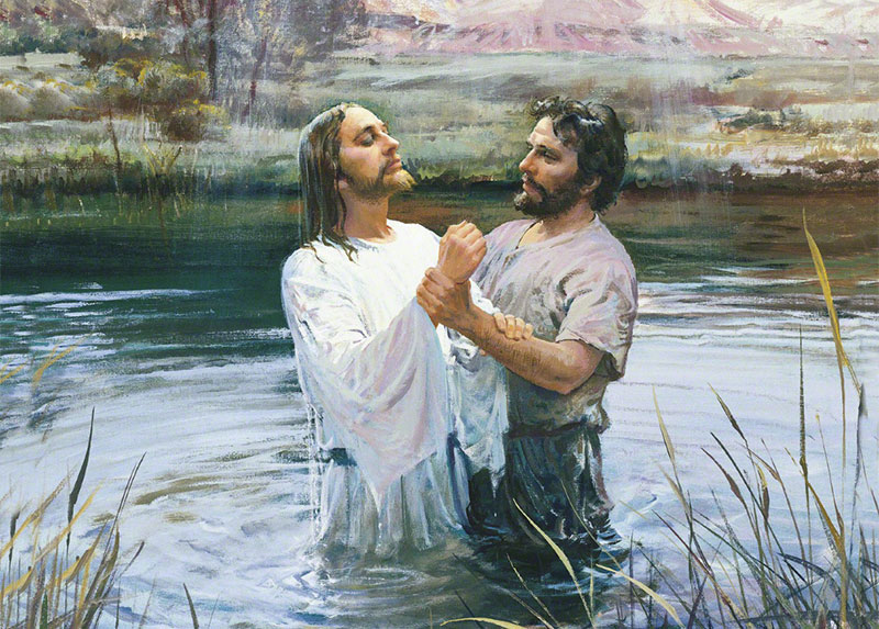 John Baptizing Jesus by Harry Anderson. Image via LDS Media Library.