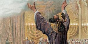 Solomon's prayer at the consecration of the temple. Artist unknown.