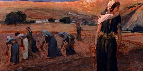Image of women gleaning in a field. Artist unknown.
