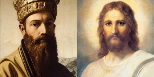 Left: Portrait of King Hezekiah generated by Midjourney. Right. Portrait of Jesus Christ by Heinrich Hofmann.