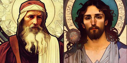 Portrait of Isaiah and Jesus Christ. Images generated by Midjourney.