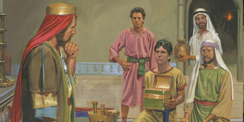 Lehi's Sons Offering Riches to Laban by Jerry Thompson